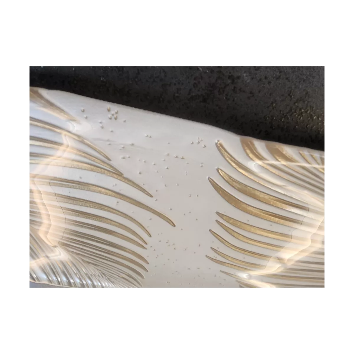 Centre de table en verre Feuille Or et Nacre 40x40