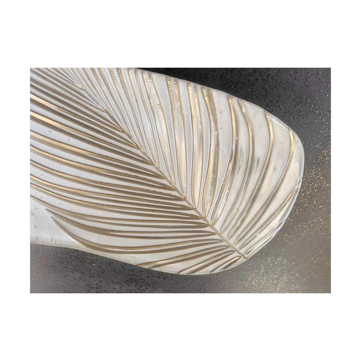 Centre de table en verre Feuille Or et Nacre 40x40