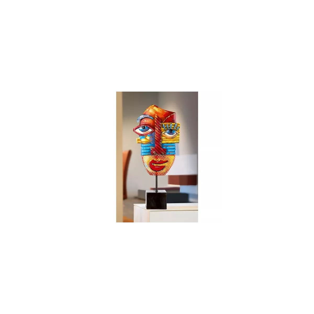 Sculpture Métal Visage H64