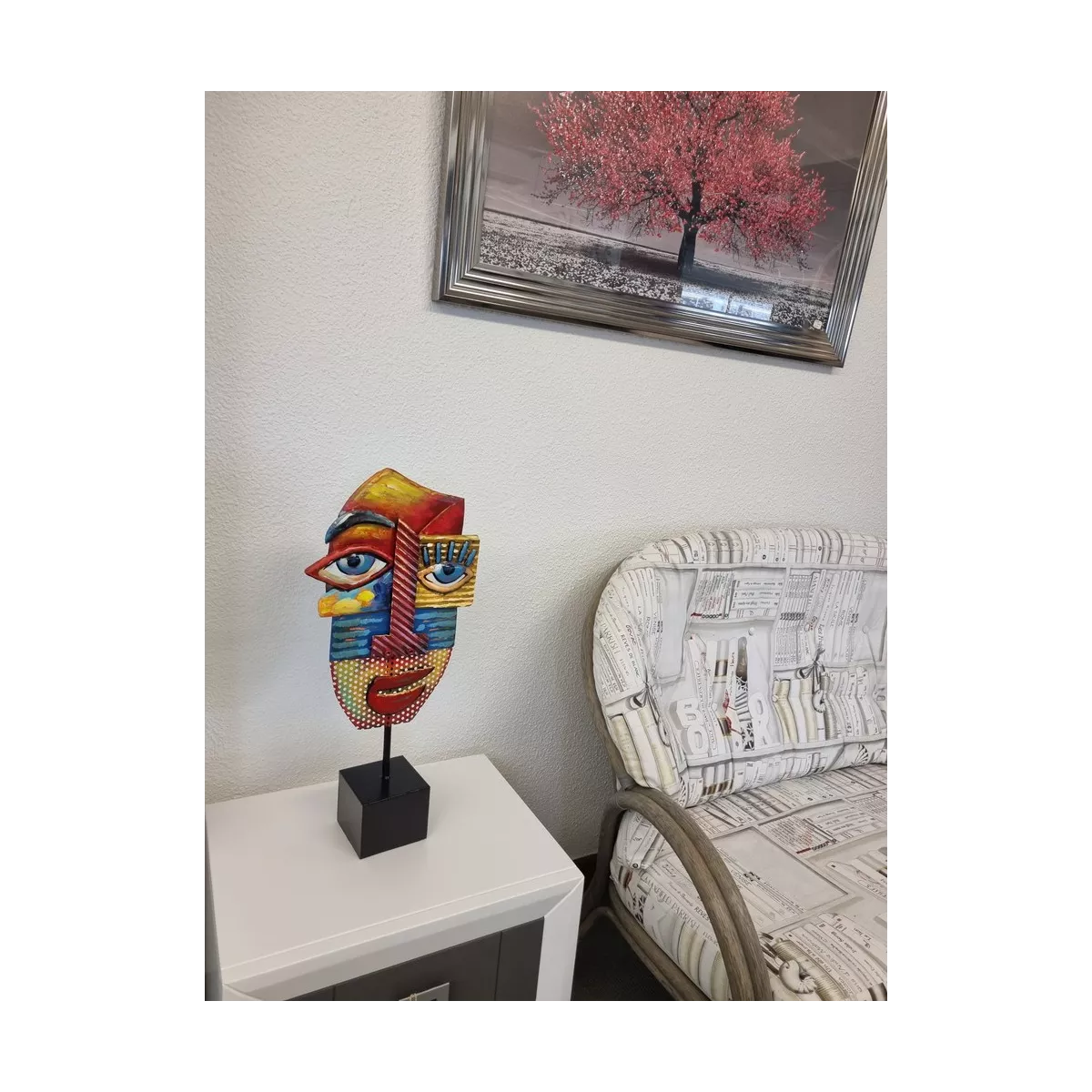 Sculpture Métal Visage H64