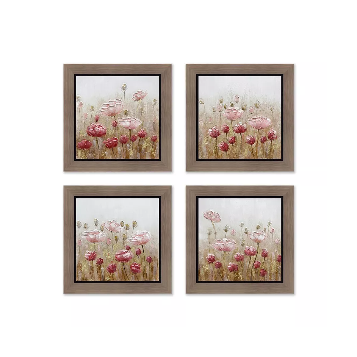 Tableau Fleurs Roses 53x53 cm