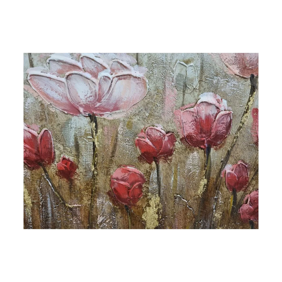 Tableau Fleurs Roses 53x53 cm