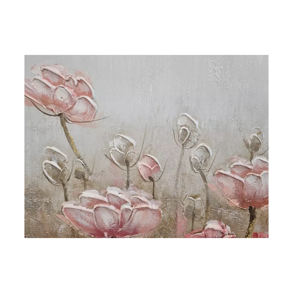 Tableau Fleurs Roses 53x53 cm