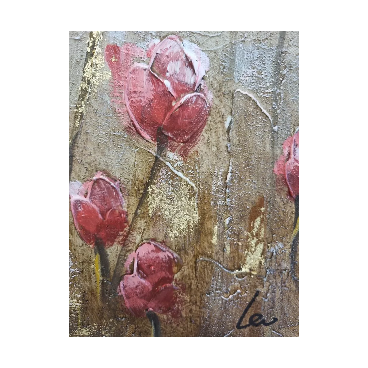 Tableau Fleurs Roses 53x53 cm