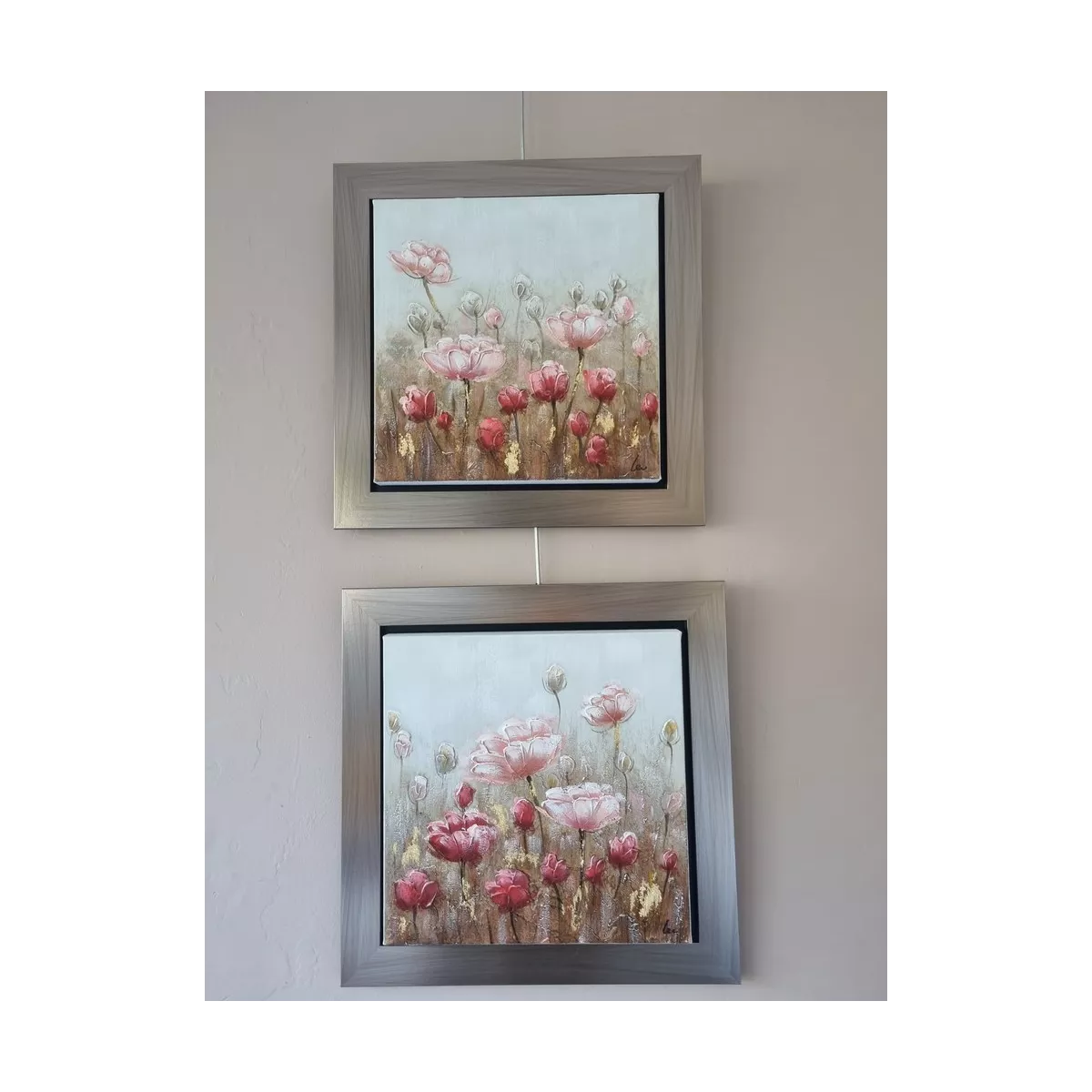 Tableau Fleurs Roses 53x53 cm