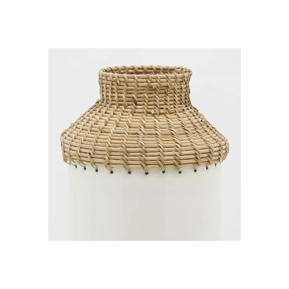 Vase Métal blanc et rotin