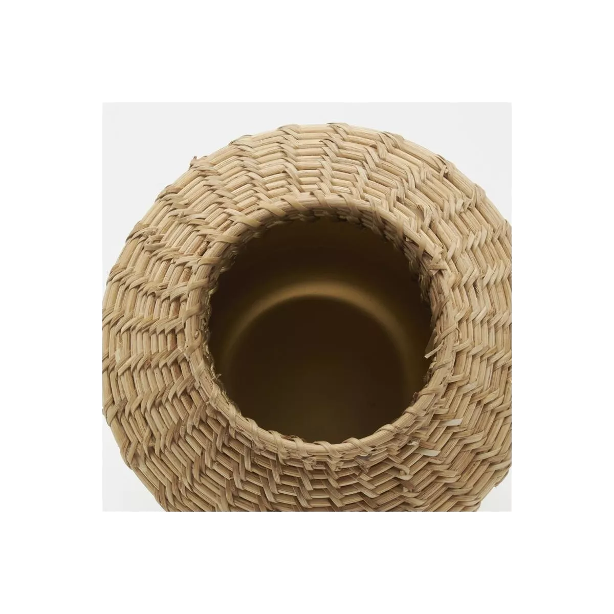 Vase Métal blanc et rotin
