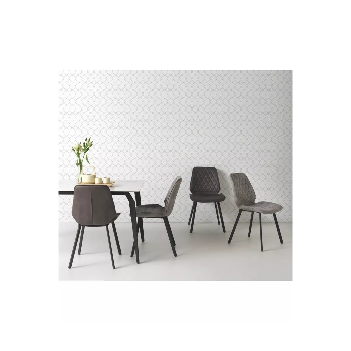 Table Ibiza 140 en Céramique Marbre Blanc