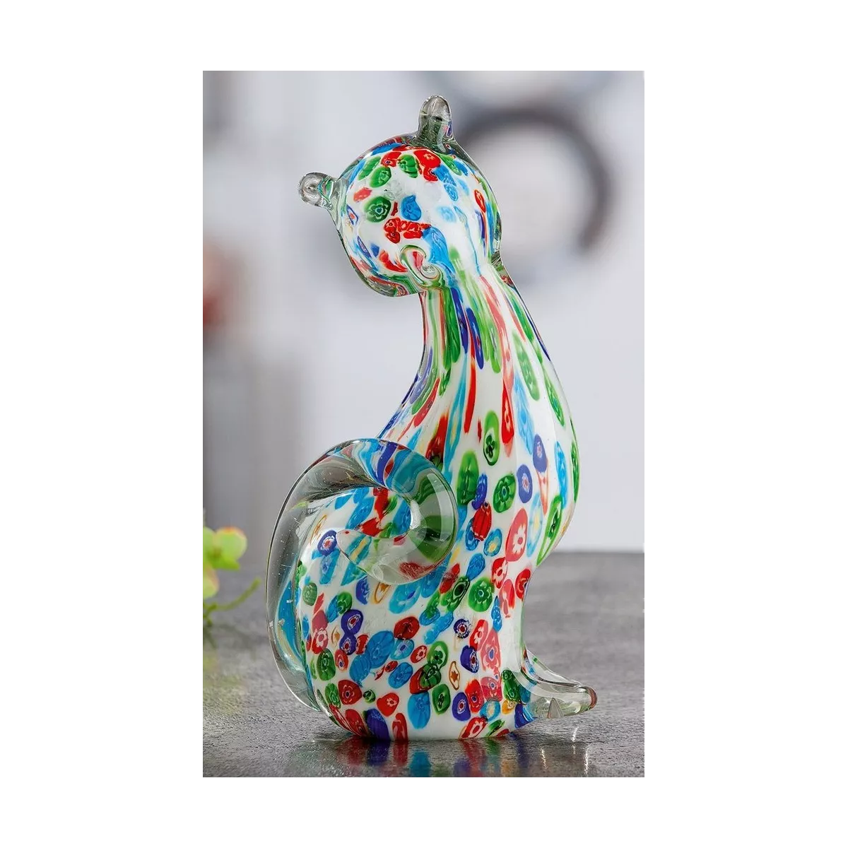 Chat Candy en pate de verre H.24cm