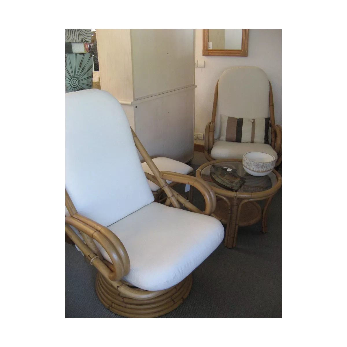 Fauteuil  relax Pivotant Naturel Vintage