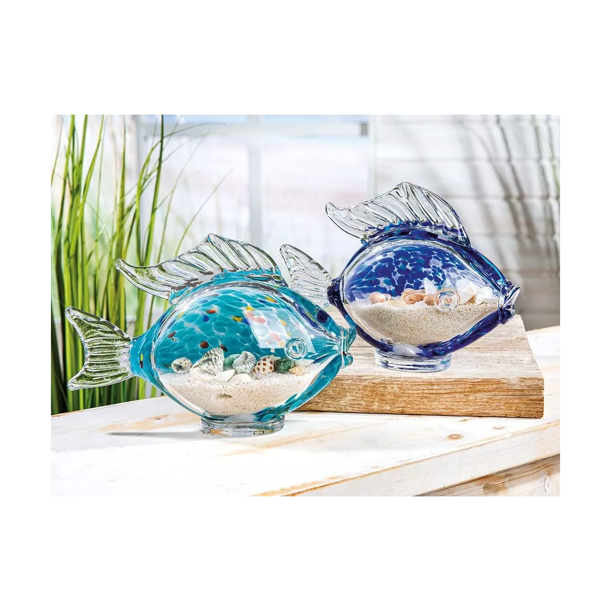 Poisson en pate de verre Sandy Bleu