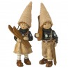 Ensemble de 2 Figurines Skieur et Skieuse Brun