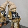 Ensemble de 2 Figurines Skieur et Skieuse Brun