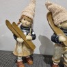 Ensemble de 2 Figurines Skieur et Skieuse Brun