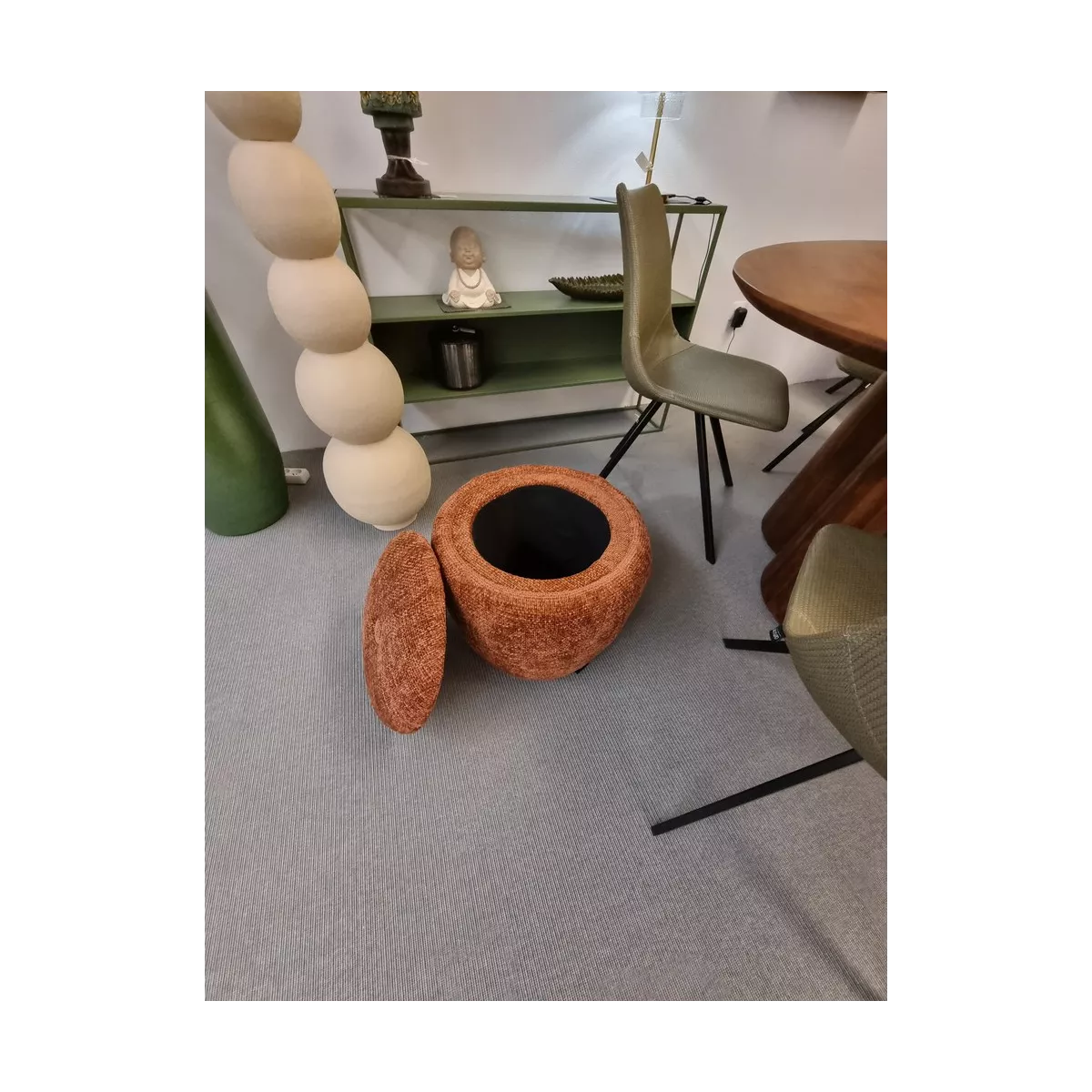 Pouf/Coffre Camellia Tissu Terracotta