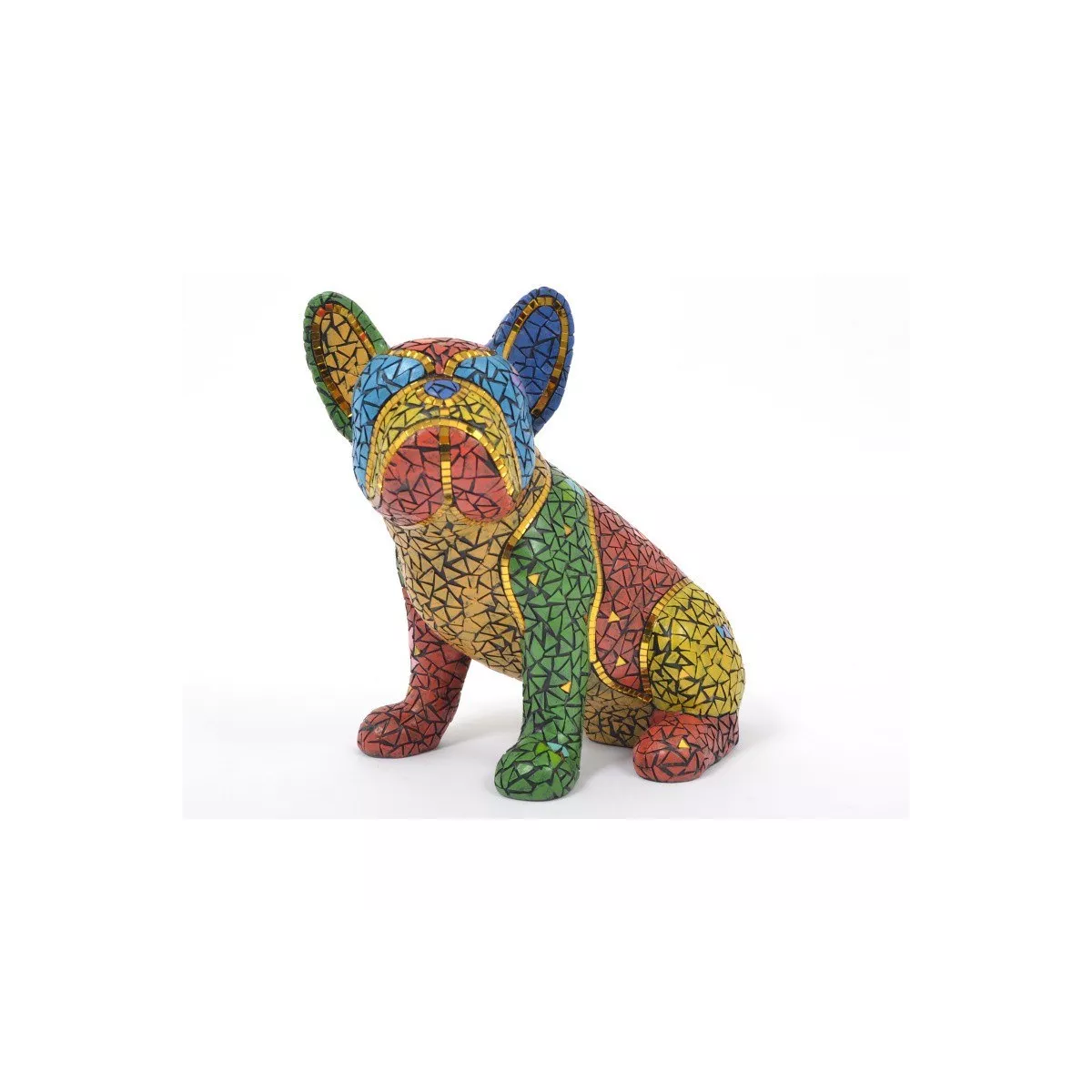 Sculpture Chien Mosaique Assis 29cm