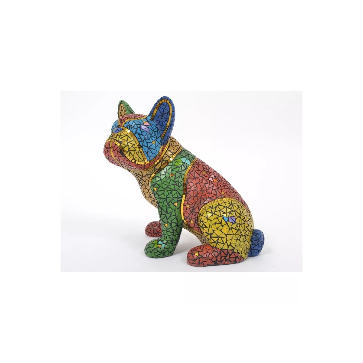 Sculpture Chien Mosaique Assis 29cm