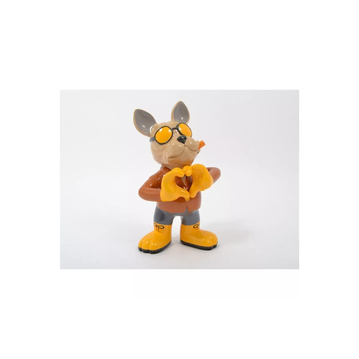Sculpture Chien mains en coeur H.36cm