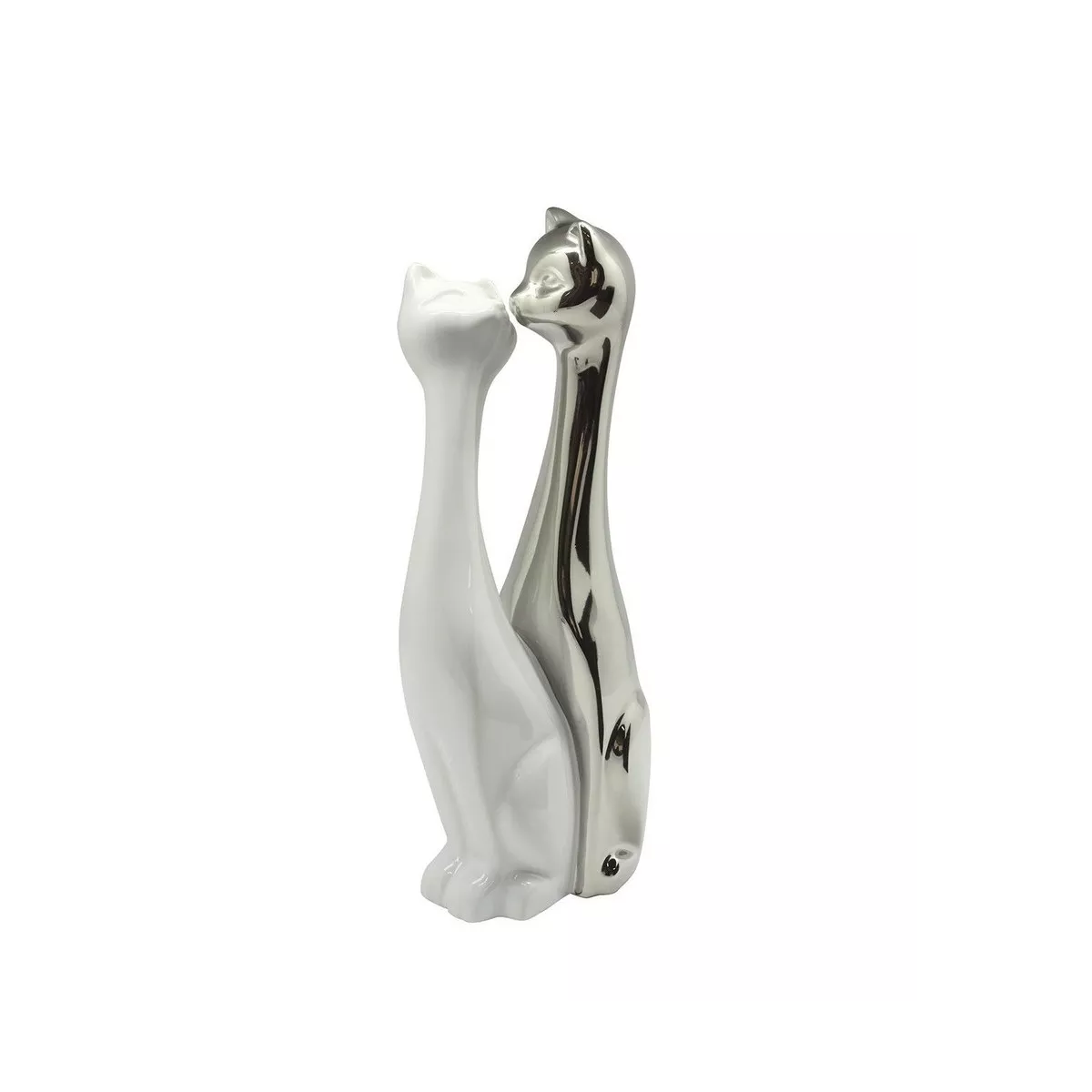 Sculpture Couple Chat Flores H.30