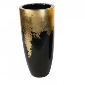 Vase Résine Cône Noir/Or h.76