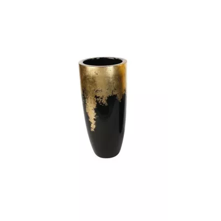 Vase Résine Cône Noir/Or h.76