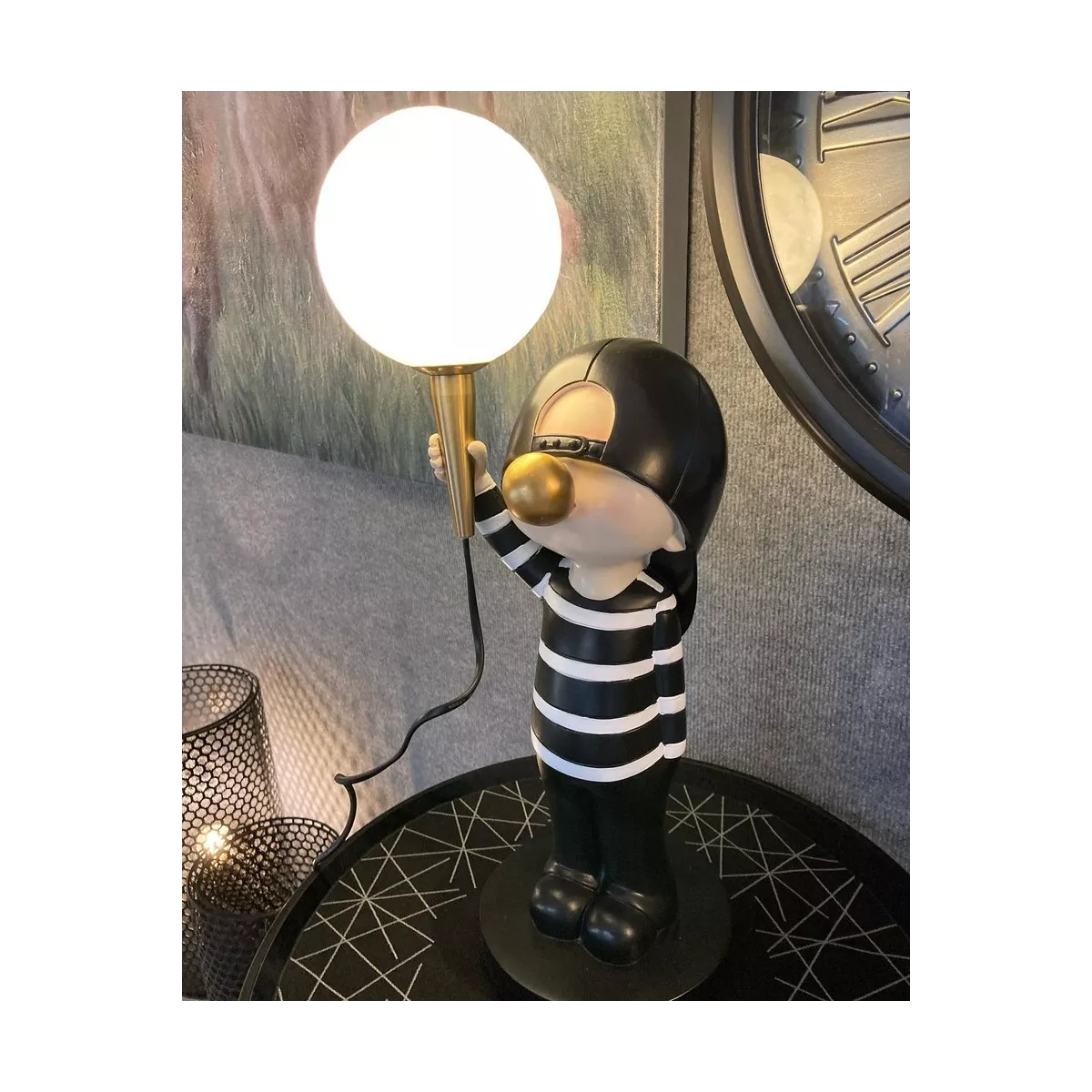 Lampe Garcon Bubblegum Blanc et Noir H.48