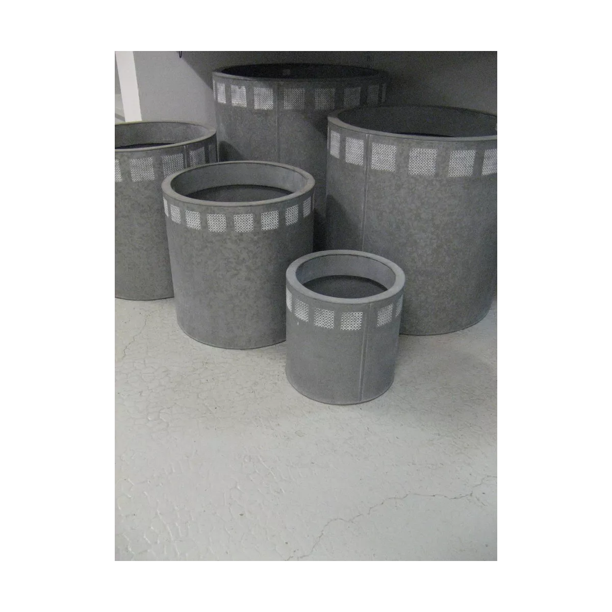 Cache Pot en Zinc Blanchi Diam 50cm