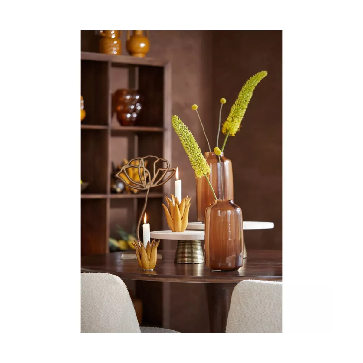 Photophore Cactus Moutarde 25cm