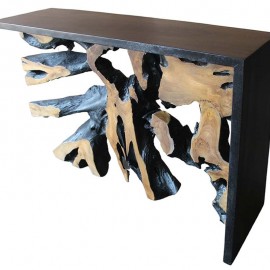 Console Teck et bois noir 120x40