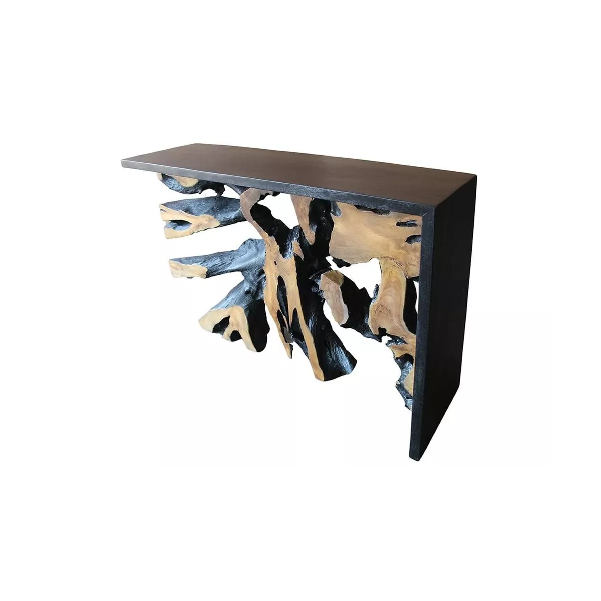 Console Racine Teck et bois noir 120x40