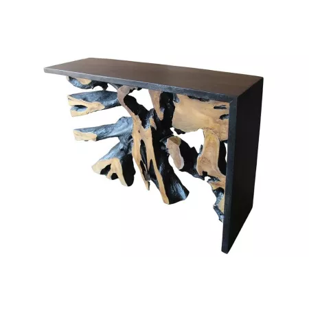 Console Teck et bois noir 120x40