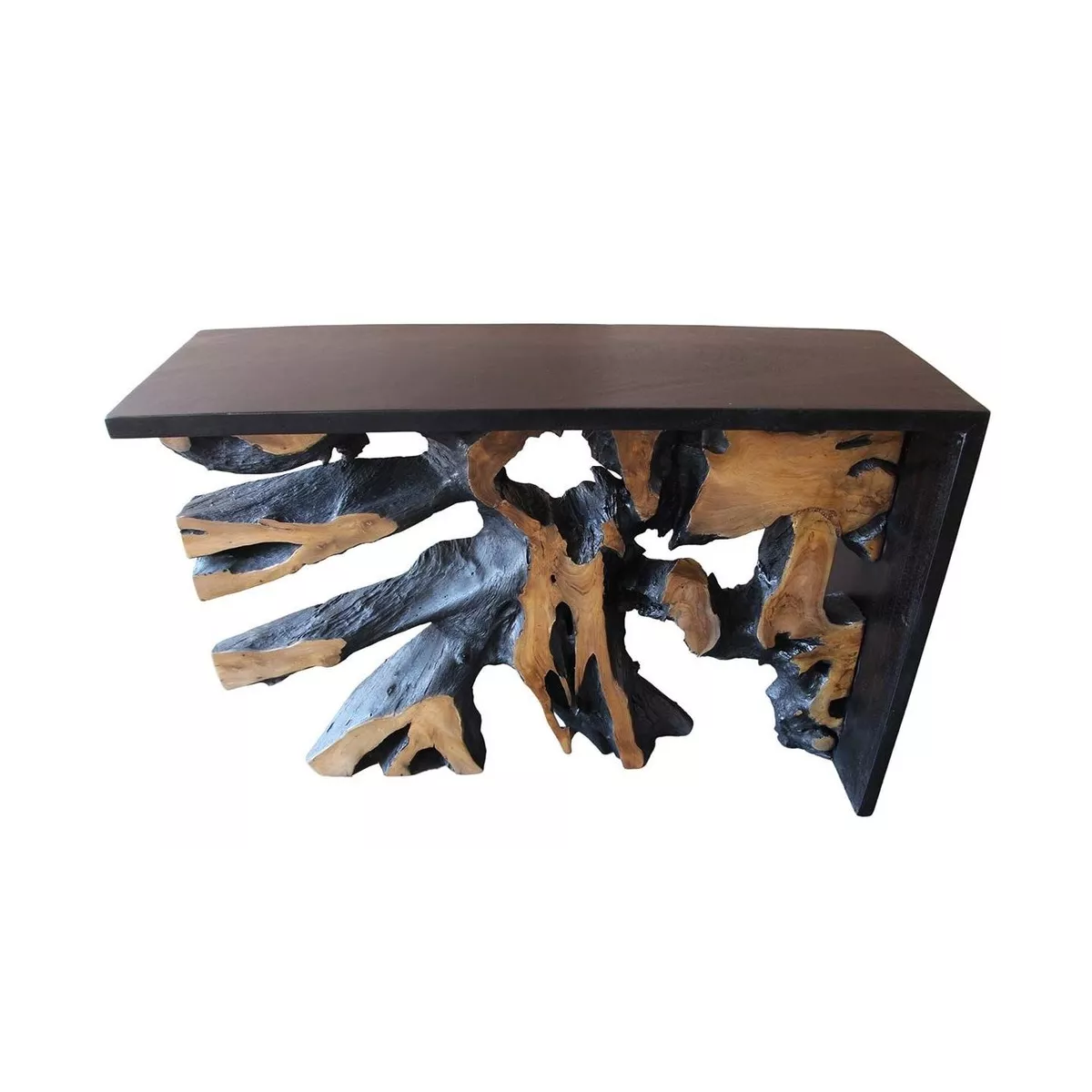 Console Racine Teck et bois noir 120x40