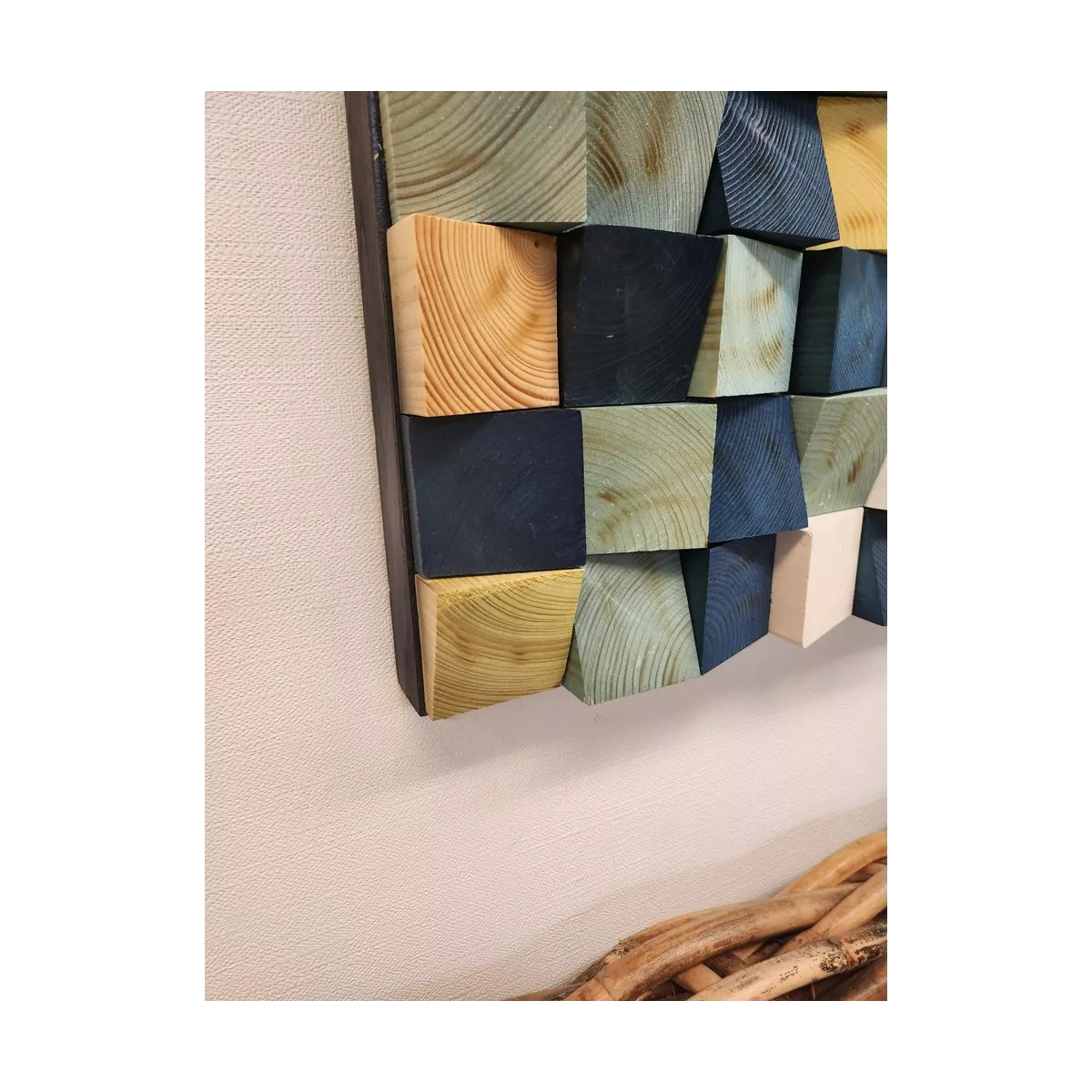 Décoration Yesil en Bois Géométrique 124x55