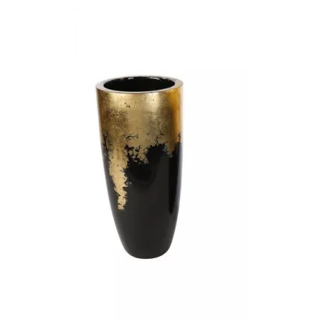 Vase Résine Cône Noir/Or h.76