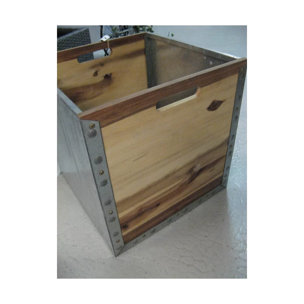 Cache Pot  Zinc et Acacia 32cm