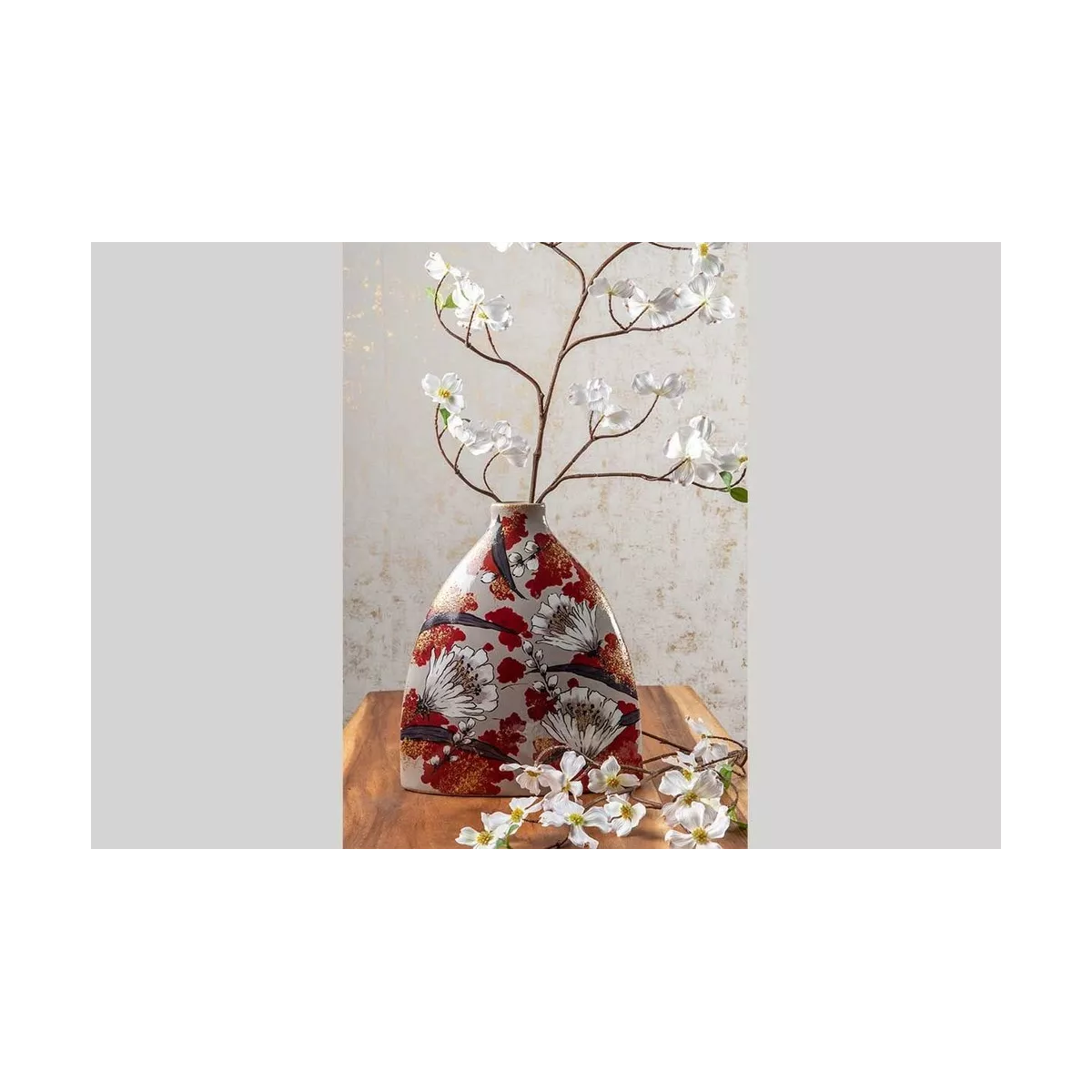Vase Fleurs Rouge Céramique