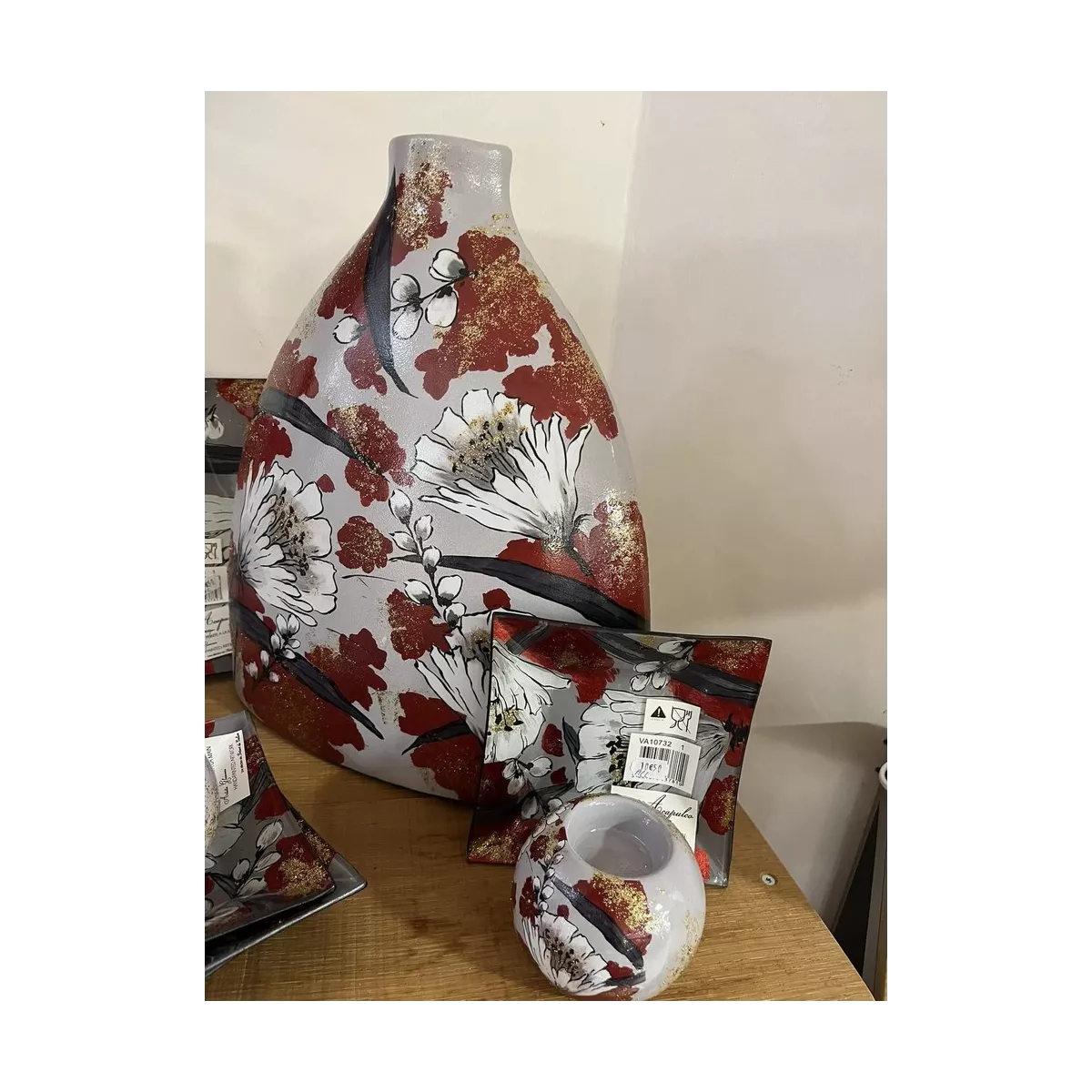 Vase Fleurs Rouge Céramique