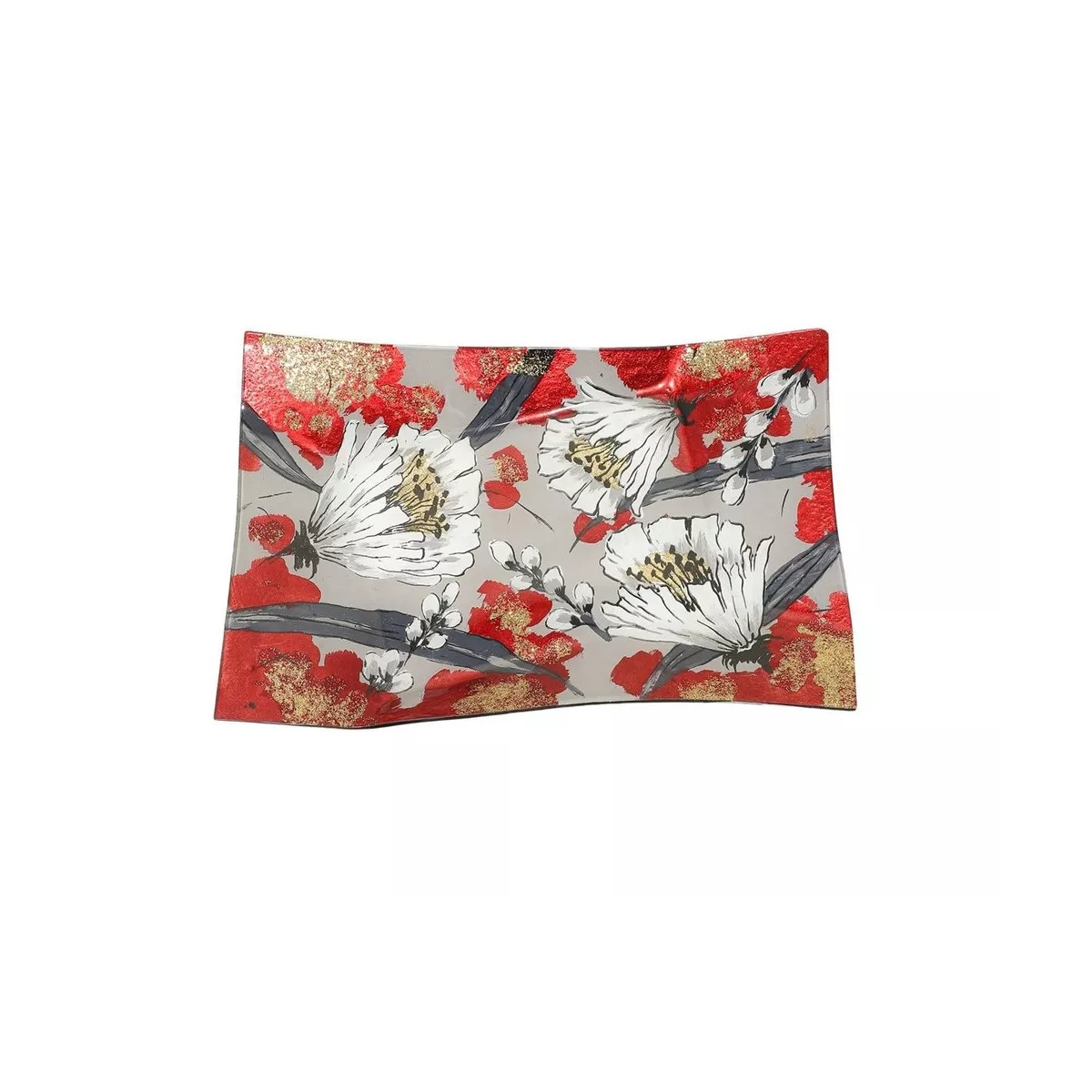 Coupe en verre Rectangulaire Fleurs 53x25