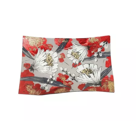 Coupe en verre Rectangulaire Fleurs 53x25