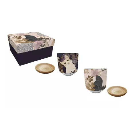 Coffret 2 Tasses et sous tasse Chat Hevea