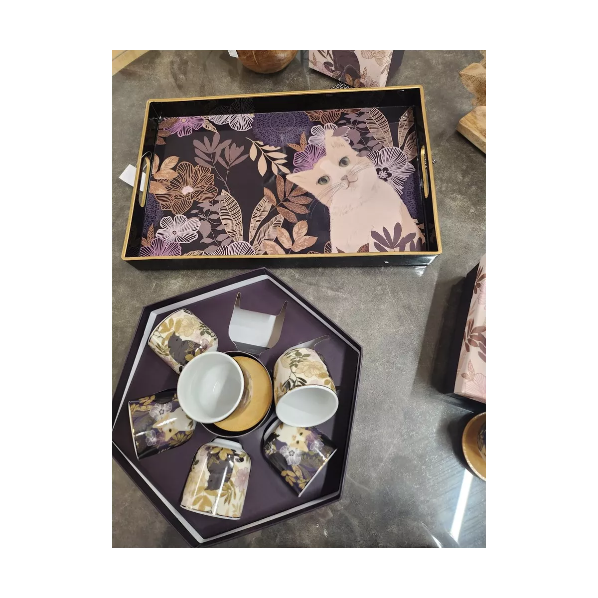 Coffret 6 Tasses et sous tasse Chat Hevea