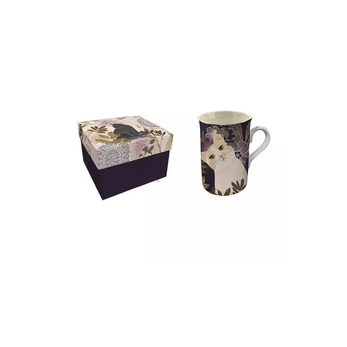 Coffret 1 Mug Chat Hevea Foncé