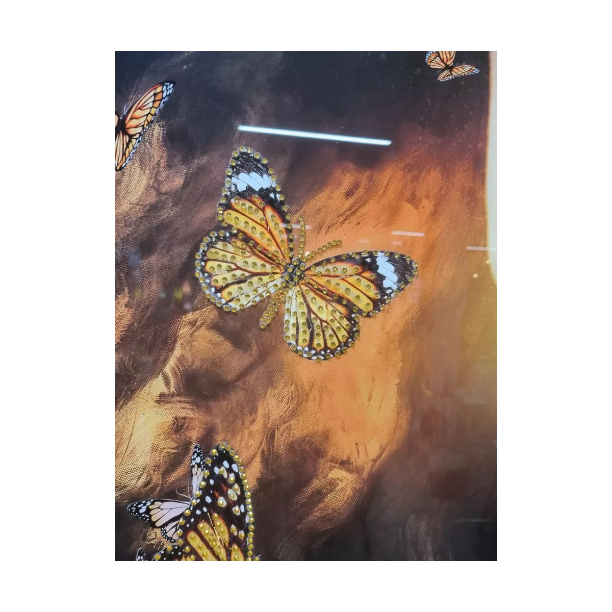 Tableau Femme Papillon Strass 100x100