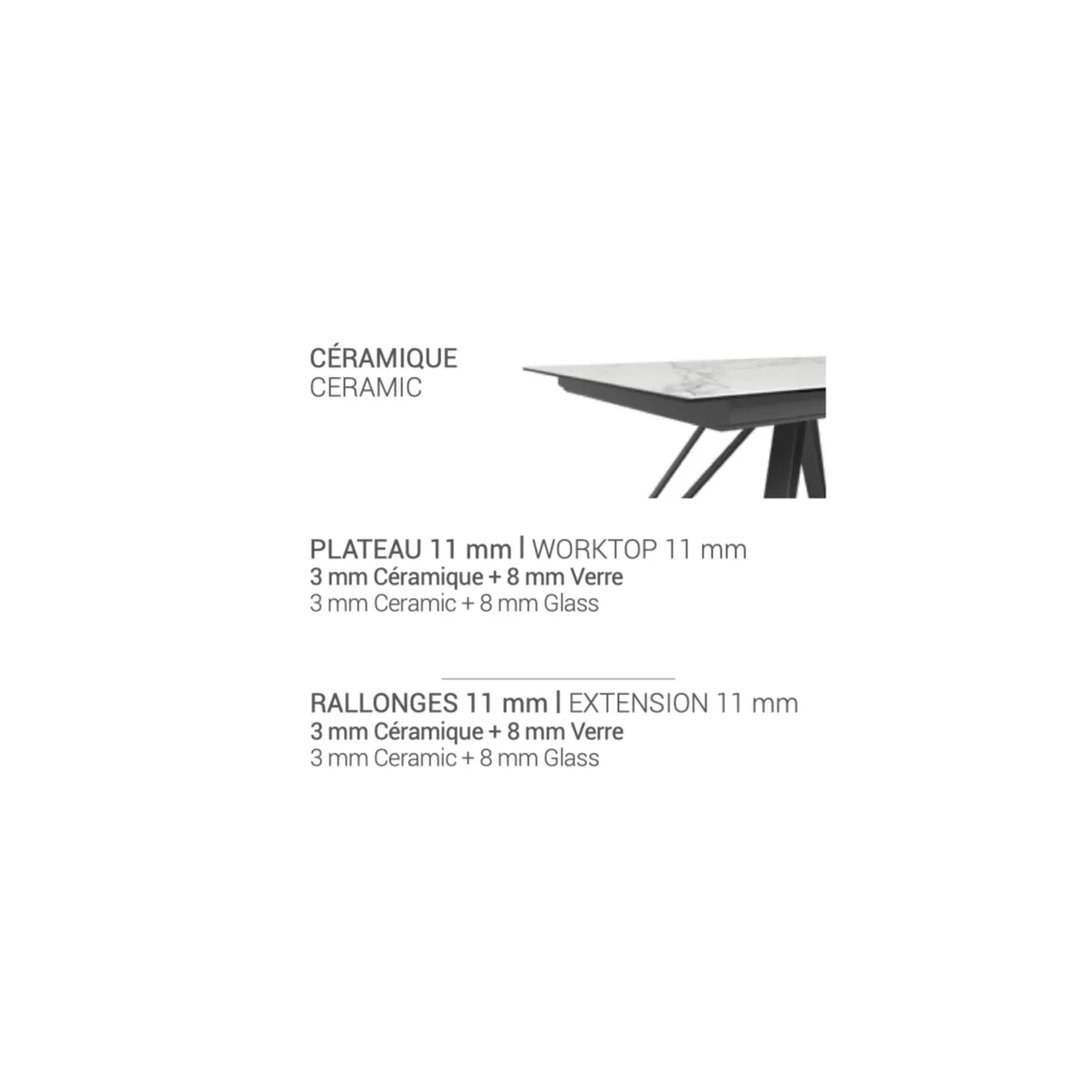 Table Dado 180cm en Céramique Abu