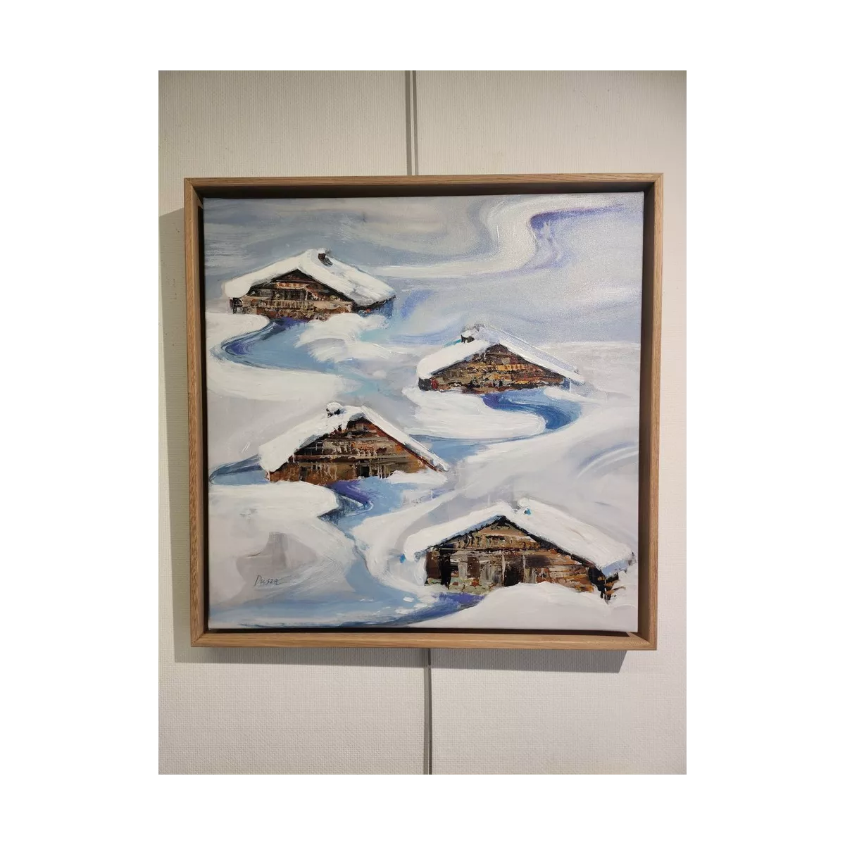Tableau Chalets sous la neige 50x50