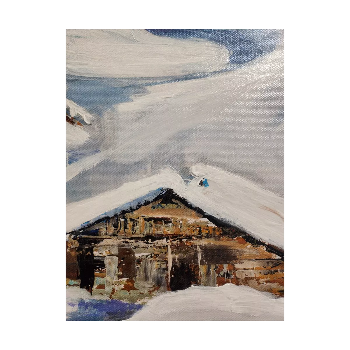 Tableau Chalets sous la neige 50x50