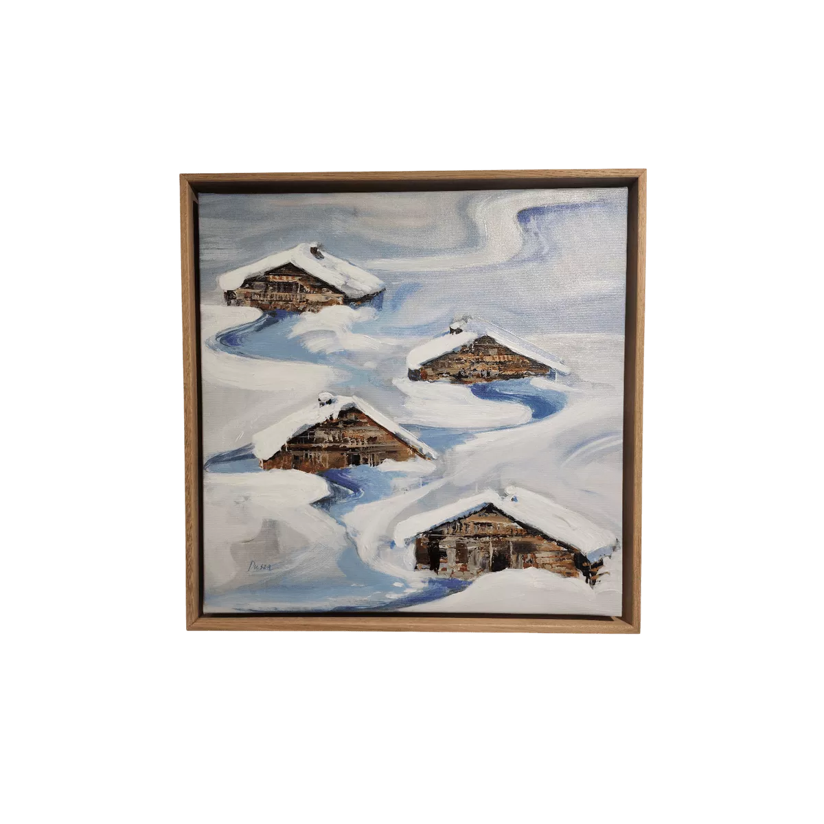 Tableau Chalets sous la neige 50x50