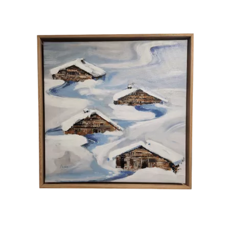 Tableau Chalets sous la neige 50x50
