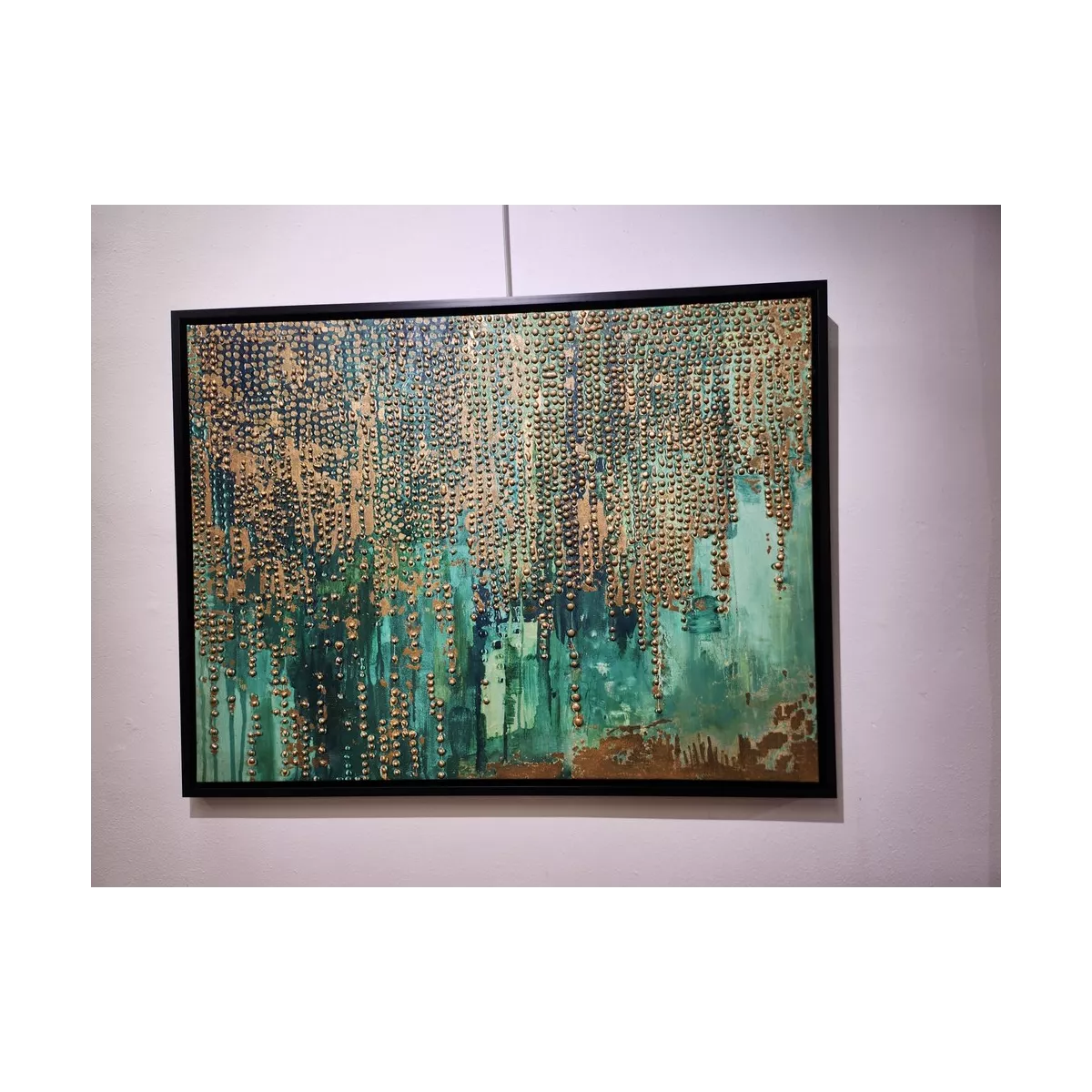 Tableau Abstration Emeraude dorés 100x75