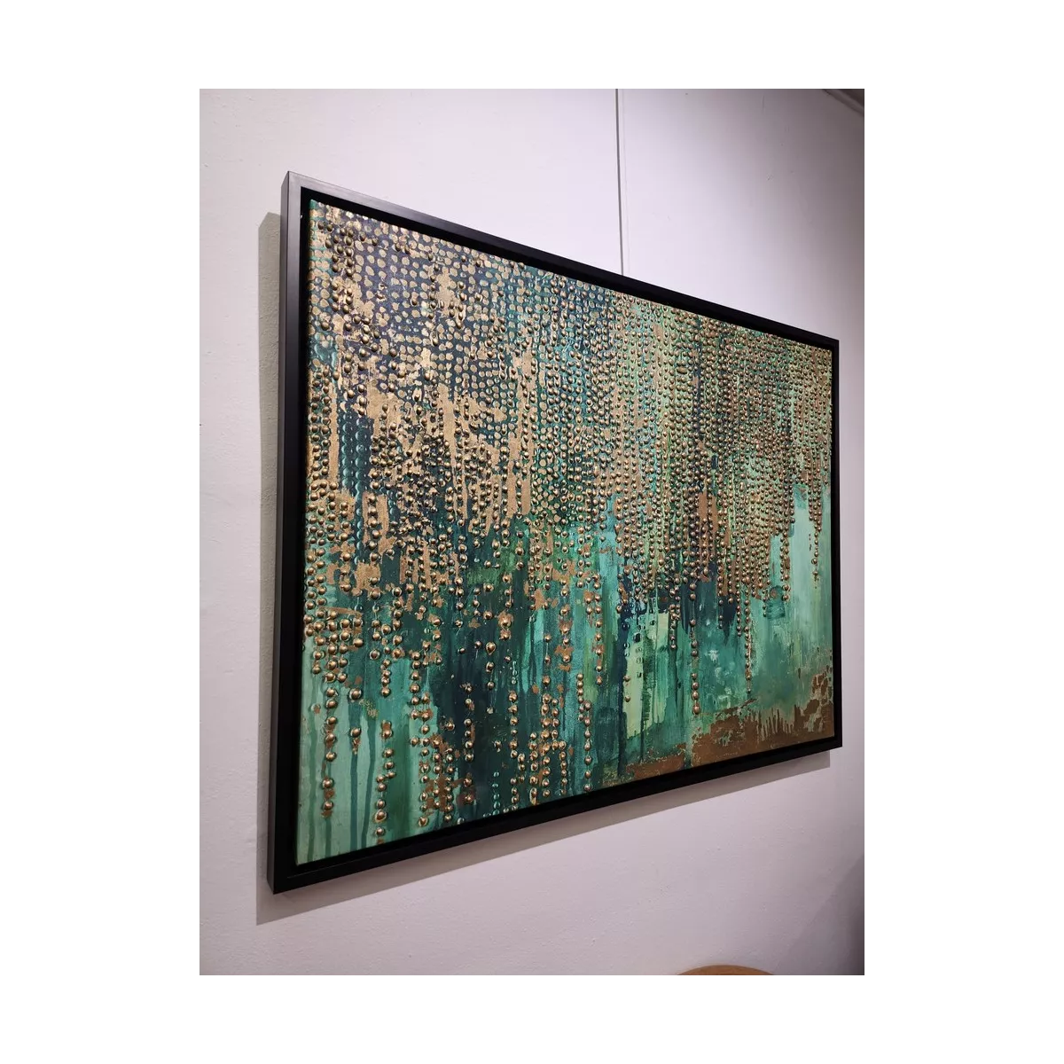 Tableau Abstration Emeraude dorés 100x75